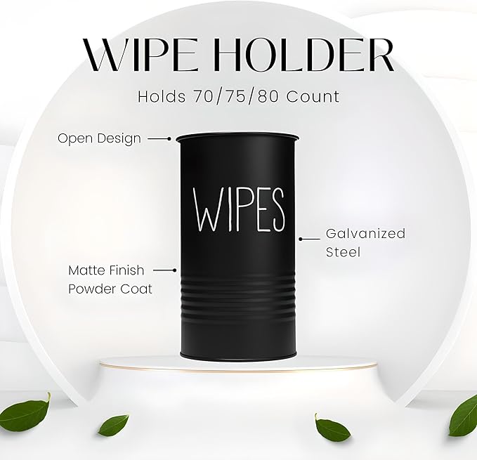 Wipe Holder for Kitchen/Bathroom Counter, Disinfectant Wipe Container, Farmhouse Kitchen Decor, Vintage Countertop Wipe Storage Organizer Caddy, with Matte Black