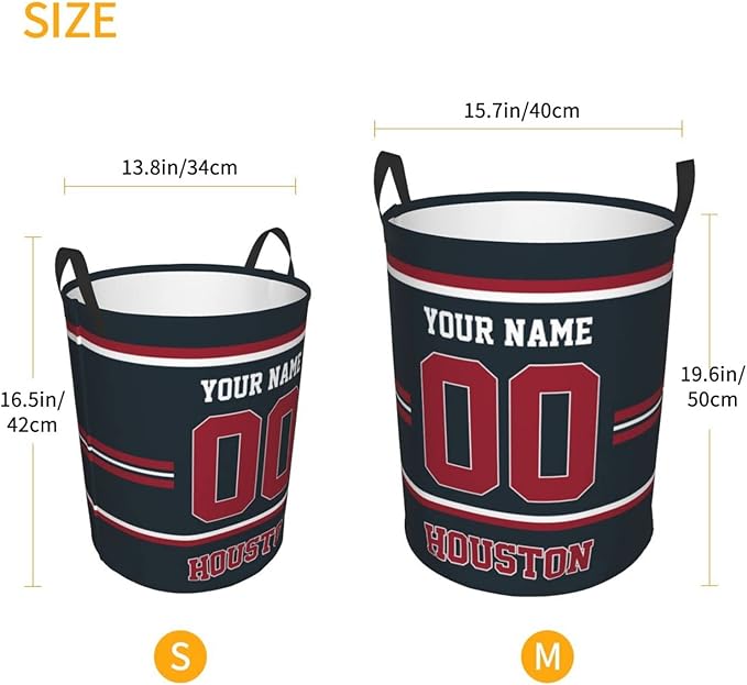 Custom Houston Laundry Hamper Personalized Laundry Basket Customized Name And Number Collapsible Storage Basket for Bedroom Bathroom Living Room Gifts