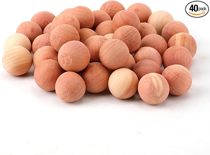 40pcs Cedar Balls for Clothes Storage, 0.87x0.87in Cedar Balls Wood Cedar Blocks Cedar Chips Redolent Cedar Rings for Clothes Storage Houses Drawers Closets Shoebox