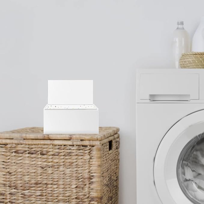 Acrylic Laundry Dryer Sheet Holder, Clear Dryer Sheets Container with Lid for Laundry Room, White