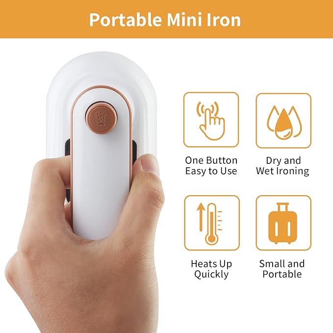 Portable Mini Iron, Handheld Steamer Iron for Clothes, 180°Rotatable Professional Garment Steamer, Mini Handheld Iron Support Dry And Wet Ironing for Home Business Travel