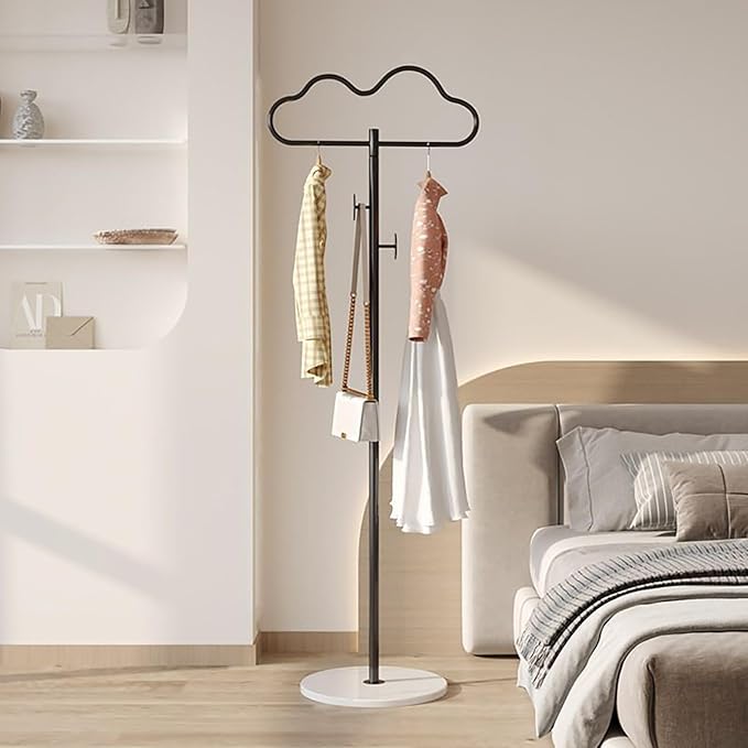 Freestanding Cloud-shaped Coat Rack, Coat Hanger Stand for Clothes Hats Scarves Metal Coat Tree with 2 Hooks for Bedroom Entryway Hallway Office