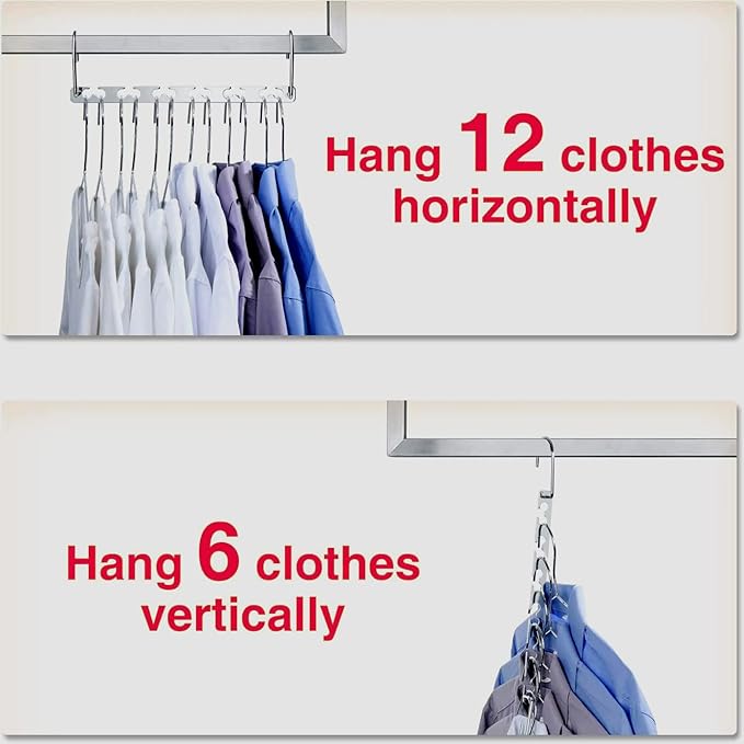 Space Saving Hangers, Shirt Hanger, Metal Hangers for Clothes, Space Saver for Hanging Clothes, Sturdy Metal Wardrobe Organizer, Pack of 10