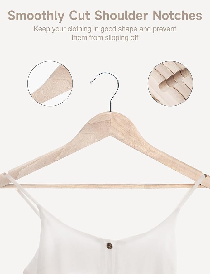 StorageWorks Clothes Hanger 20 Pack, Wooden Coat Hangers for Shirts, Jackets, Pants, Suits, Sweaters, Lotus Wood