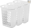 3-Pack Tall & Slim Open Heavy-Duty Plastic Laundry Hamper with Reinforced Handles for Easy Clothes Transport, 1.8 Bushels Capacity, Suitable for Bedroom Closets, Dorm, Laundry Room, Bathroom, White