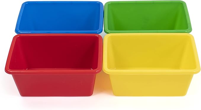 Humble Crew Toy Storage Bins for Kids, Set of 4, Primary Colors, Small - Sturdy, Colorful Plastic Storage Bins for Classroom, Playroom, Nursery, and More - Premium Toddlers Toy Organizer Bins