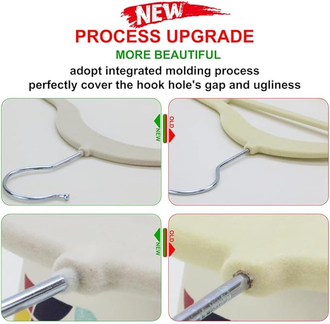 50+10 Pack Non-Slip Velvet Hangers Suit Clothes Hanger Space Saving Hangers 15~20LBS Heavy Duty 17.5"