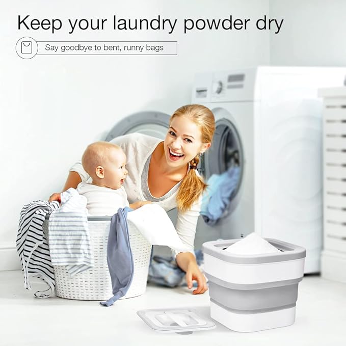 Conworld Laundry Detergent Container, Laundry Powder Dispenser with Scoop for Laundry Room Décor and Accessories, Space Saving Laundry Room Organization and Storage, Gray