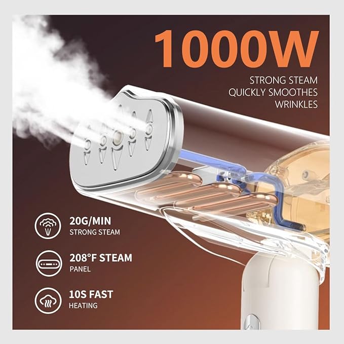 1000w Travel Garment Steamer for Clothes: Foldable Portable Handheld Clothing Mini Steamers Travel Size Hand held Electric Small steam Iron Travel Dorm Essentials