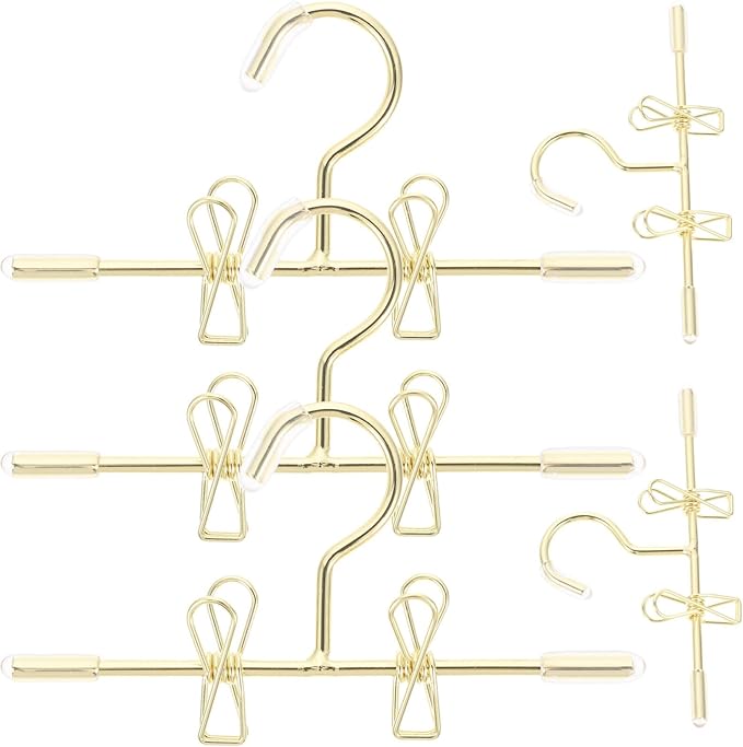 Luxshiny Mini Doll Clothes Hangers 5 Pcs Metal Wardrobe Accessories for Doll Dresses Shirts Pants Display 2.95In Durable Miniature Hangers for Dollhouse Decor