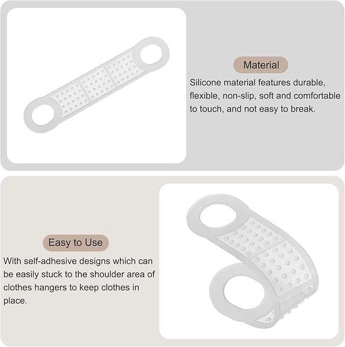 uxcell 50Pcs Non-Slip Hanger Grips Silicone Adhesive Clothes Hanger Strips for Wood Plastic Hangers, Milky (4.13" x 0.79")