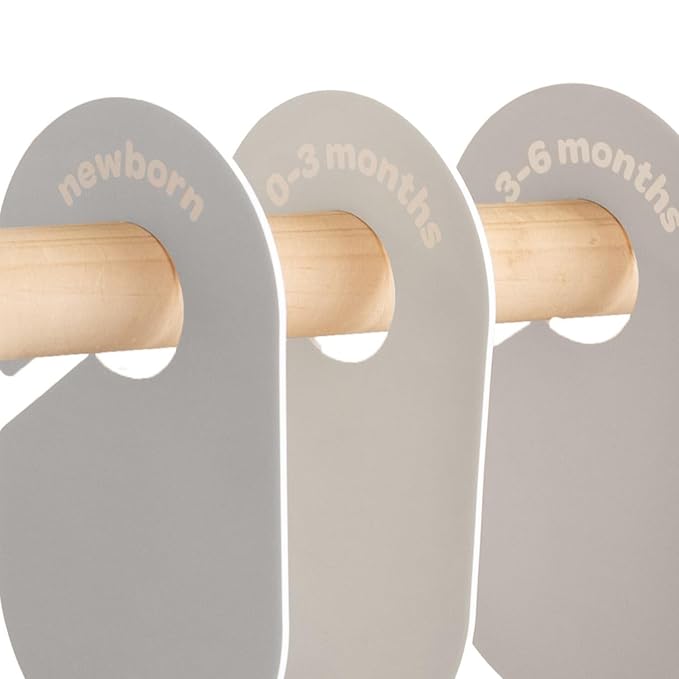 3 Sprouts Baby Closet Dividers Set of 8 - Toddler Clothes Organizer Hanger, Double-Sided Size Labels - Nursery Organization for Newborn Clothing, Infant, Boy & Girl - Beige & Gray