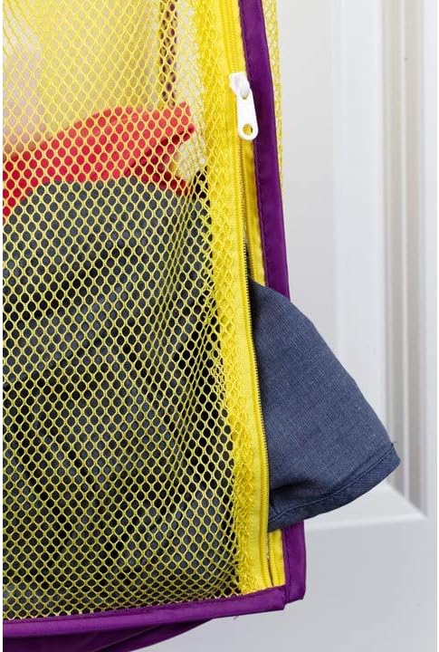 Store & Score Over The Door Hanging Kids Fun LED Cheerleader Light-Up Collapsible Mesh Laundry Hamper, Toy Chest, Heavy Duty Metal Hooks Included. Patent Pending.