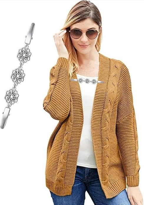 Vintage Sweater Clips Shawl Dresses Shirt Clips Retro Cardigan Collar Chain Clips Brooch Pins for Women