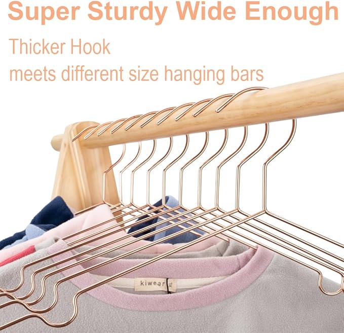 16.5" Rose Gold Copper Clothes Hangers - 60 Pack,Heavy Duty Strong Metal Hanger for Storage Display Sling Organization of Coat Shirts Dresses Jacket Elegant Standard Suit Accessory