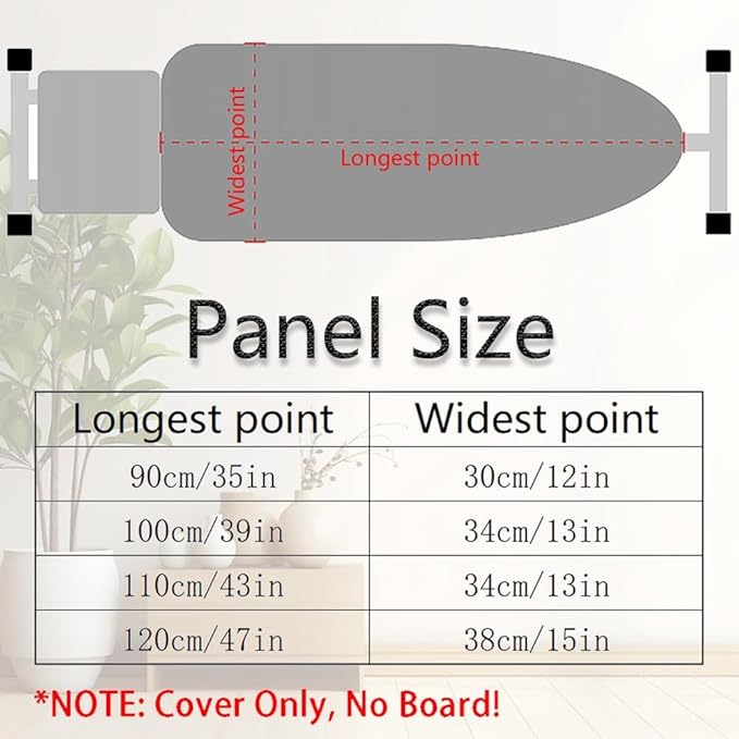 Cotton Ironing Board Cover,35x12in 39x13in 43x13in 47x15in Ironing Board Cover and Pad Standard Size Homes Iron Board Cover Ironing Cover and Pad(Coffee,43x13in)