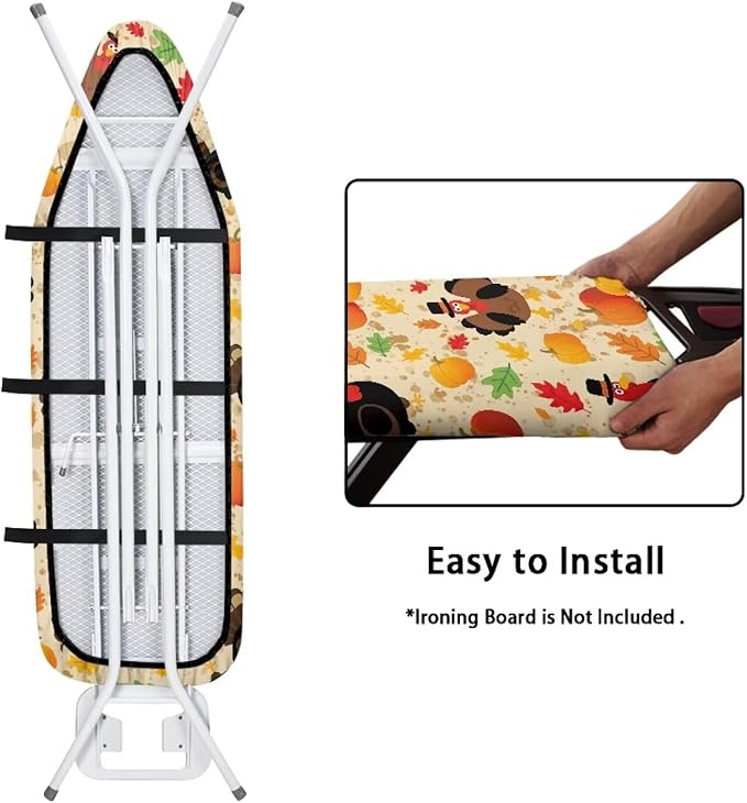 Ironing Board Cover with Elastic Edge Thanksgiving Turkey Pumpkin Table Top Ironing Board Cover Ironing Accessories 54x15 inches