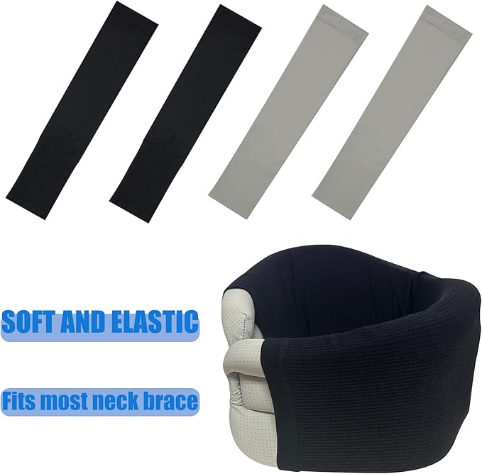 4PCS Neck Brace Cover Cervical Collar Dust Cover Sleeve for Women and Men Soft & Comfortable for Sleeping Working Breathable (Black+Grey)