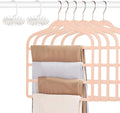 Tinfol Velvet Pants Hanger Space Saving with Hook, 6pc 4 Layers Non-Slip Jeans Hangers, Pink Multiple Clothes Hangers Closet Storage Organizer forJeans Scarf Towels Tie Towel