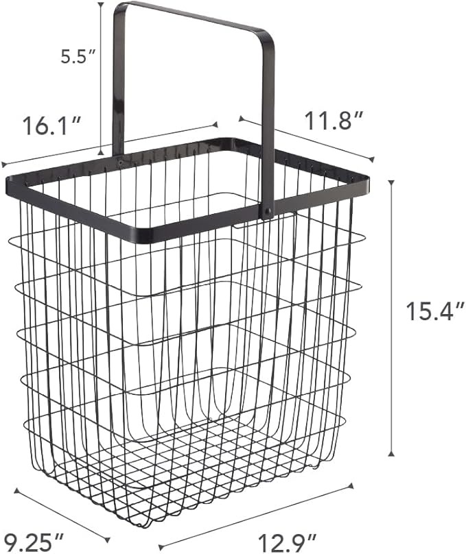 Yamazaki Home Tower Laundry Basket - Storage Hamper, 15" - Steel - 8.75 Gallons, 33 Liters