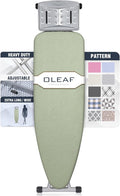 oleaf Ironing Board with Cover and Thicken Pad 43 x 13 Height Adjustable Full Size Foldable Iron Board with Iron Rest, Stable Steel Legs, Metal Construction, Heat Resistant, Light Green