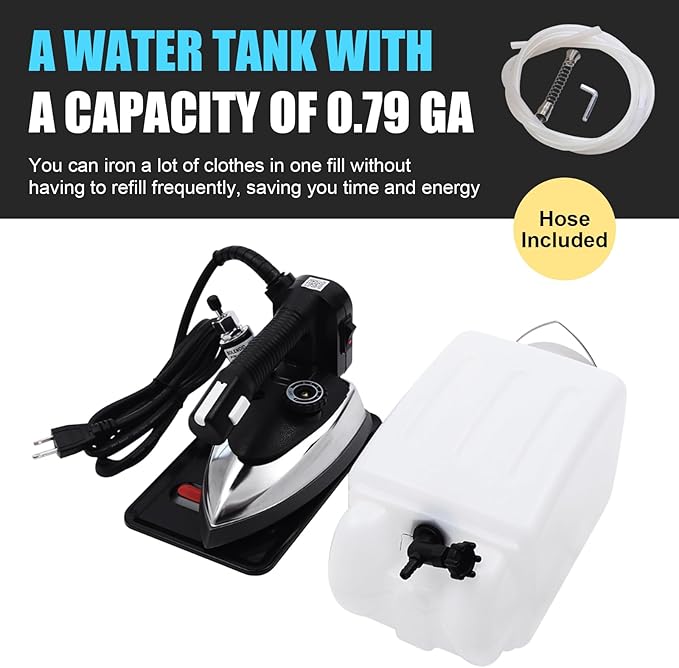 Industrial Professional Electric Steam Iron Lightweight Durable Aluminum Gravity-system Iron Large Capacity Portable 1200W High Performance 5 Temperature Settings for Clothing All Fabrics