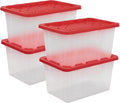 CX BLACK & YELLOW, XTRA TALL 27-Gallon Heavy Duty Clear Storage Container & Snap-Tight Lid, Clear & Red (28.5L x 19.4W x 15.2H), Weather-Resistant, Stackable, See-Through Organization Tote