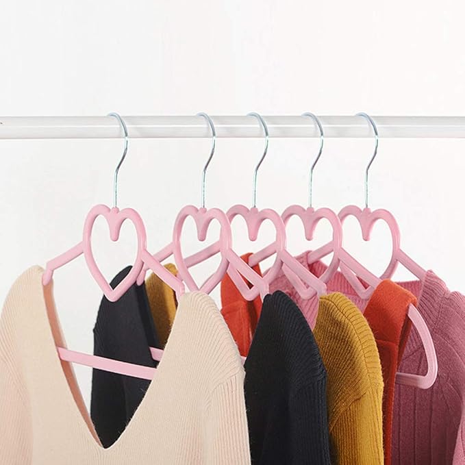 15PCS Plastic Cloth Hangers Heart Hanger for Suit Shirt Coat Everyday Use