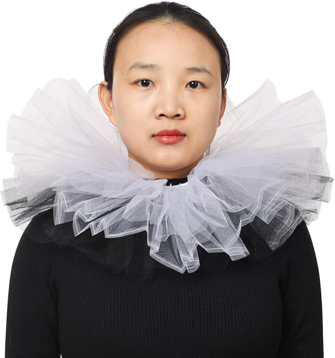 BLESSUME Victorian Retro Mesh Neck Ruff Ruffle Collar Layered Clown Neck Collar