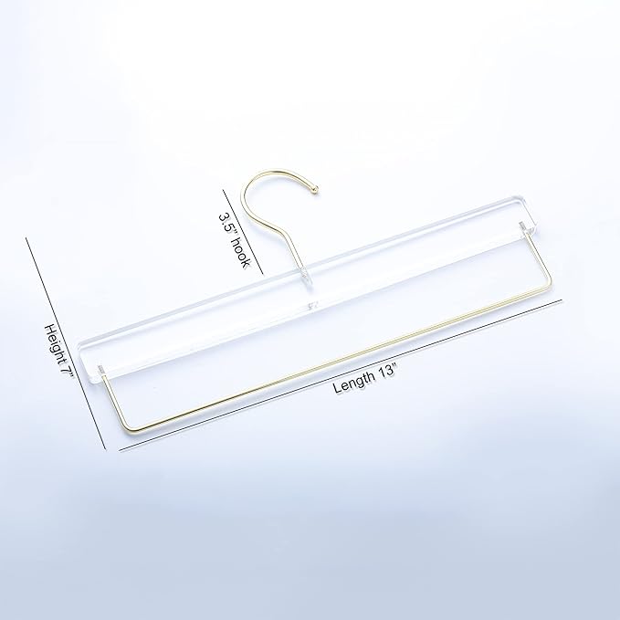 HomeCube USA Clear Acrylic Clothes Hanger with Gold Hooks & Bar – Heavy Duty Organizer for Pants, Slacks & More – Elegant Lucite Design for Closet, Boutique, Home & Retail Display