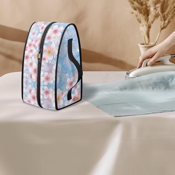Cherry Blossom Iron Portable Storage Bag Fits for Accessories Travel Irons Easy to Clean Colorful Steam Iron Storage Bag with Smooth Zipper