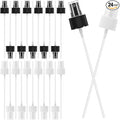 24 Pack Spray Bottle Top, Spray Bottle Nozzle Replacement, 24/410 Fine Mist Spray Caps with 5.9" Dip Tube, Plastic Sprayer Pump for Toners and Essential Oil Bottles, Home, Kitchen Black,White