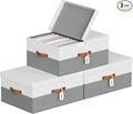 Extra Large Storage Bins - 3 Pack Closet Storage Boxes with Double-Open Lid & Divider Board, Stackable Colthes Storage Organizer, Fabric Basket with Label Tag for Home, Laundry
