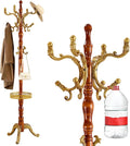Wooden Coat rack freestanding, Coat racks stand with storage basket, Heavy duty coat tree standing with 11 Hook for Bedroom, Entryway, Hallway, Office,Stury Base (Triangle Begonia)
