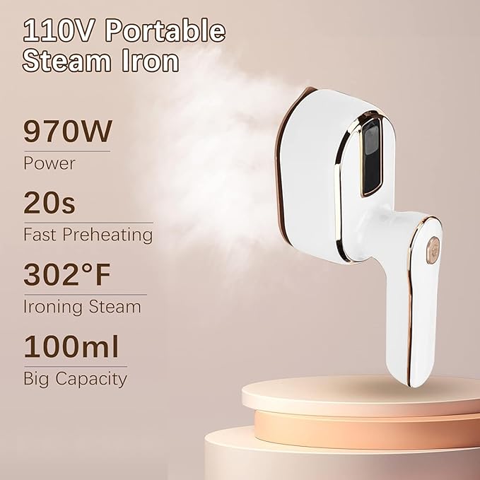 Mini Steam Iron for Clothes, Travel Steamer for Clothes Portable Steamer Travel Iron, Micro Steam Mini Handheld Support Dry And Wet Ironing for Home Travel (White)