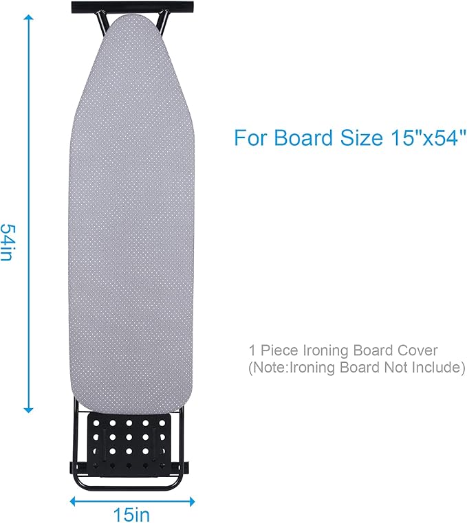 BNDX Ironing Board Cover Standard Size Reflective 4 Layers Thick Padding with 2" Elastic, Stain Resistant & Durable Scorch, 2 Buckle Type Click-to-Close for Smooth Iron/Easy Installation, White Dot