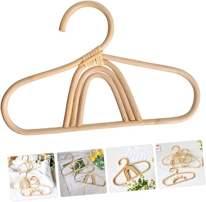 3pcs Rattan Clothes Hangers for Boy Girl Boy Girl Coat Hangers Compact Design for Nursery Organization for Closet Photoshoots