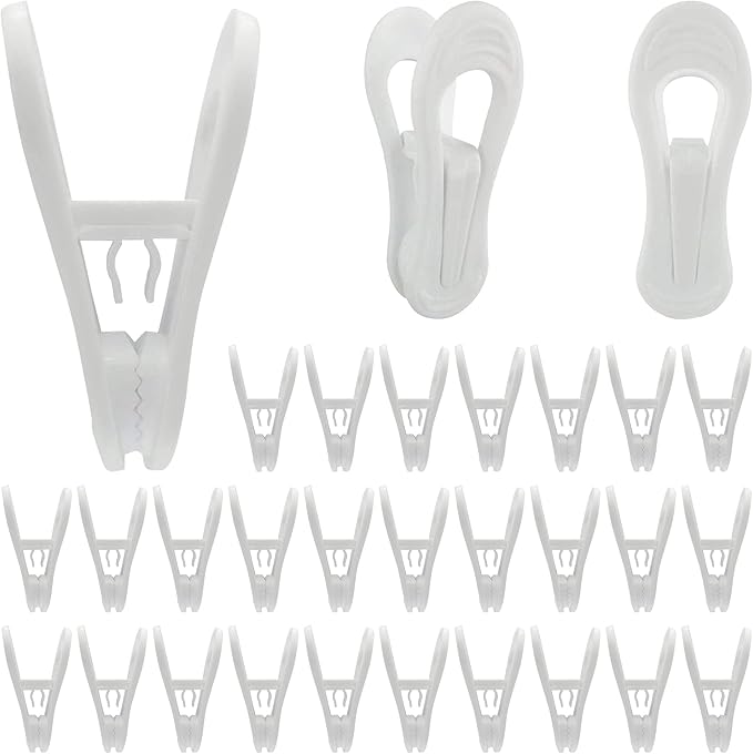 Hanger Clips 30 Pack, Multi-Purpose Hanger Clips for Hangers, White Finger Clips for Plastic Clothes Hangers, Pants Hangers Clips