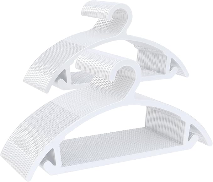 80 Pack Clothes Hangers, Non Slip Heavy Duty Plastic Hangers, Space Saving All-in-One Garment Hangers for Dresses Suits Jeans Knits, Hold Up to 11 LB Dry & Wet, 16.4" x 8.3", White, UAPY0880W