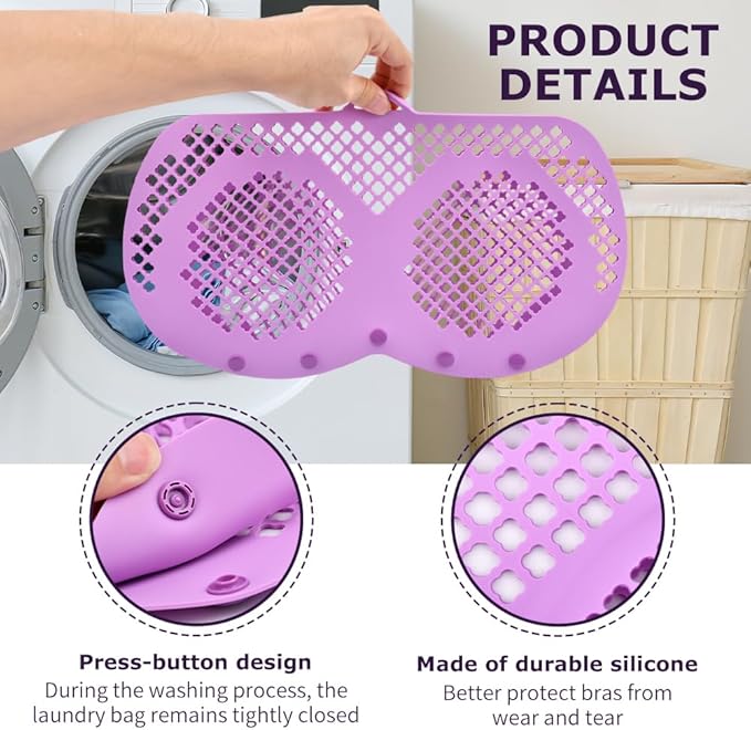 Bra Laundry Bag for Delicates, Press Buttom Design Lingerie Protector for Bras, Lingerie Bags for Washing Delicates, for Women Laundry Storage Washing Bags, 32A-36D