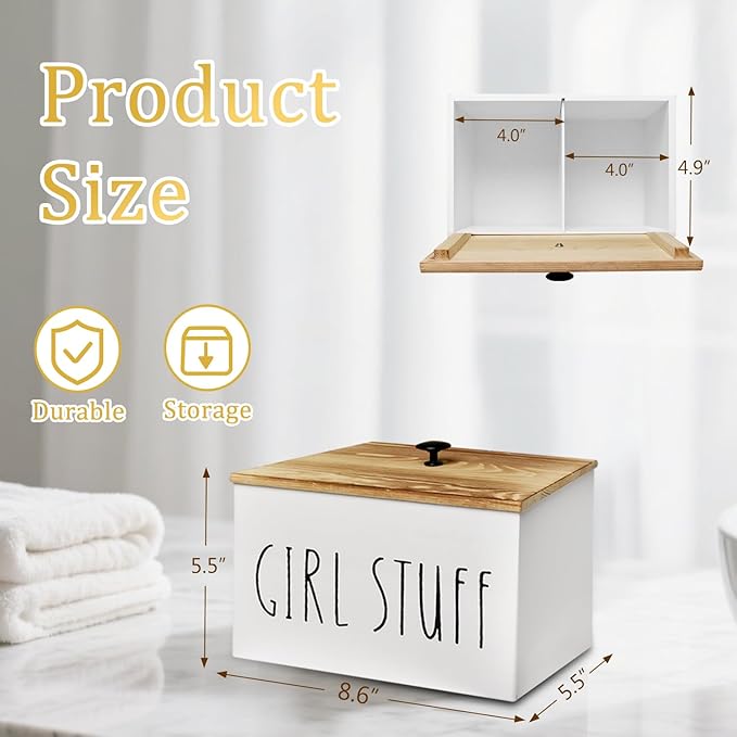 Wooden Laundry Dryer Sheet Holder, Dryer Sheet Dispenser with Lid for Laundry Room Organization, laundry dryer sheet box, Fabric Softener Laundry Beads Dispenser (White)