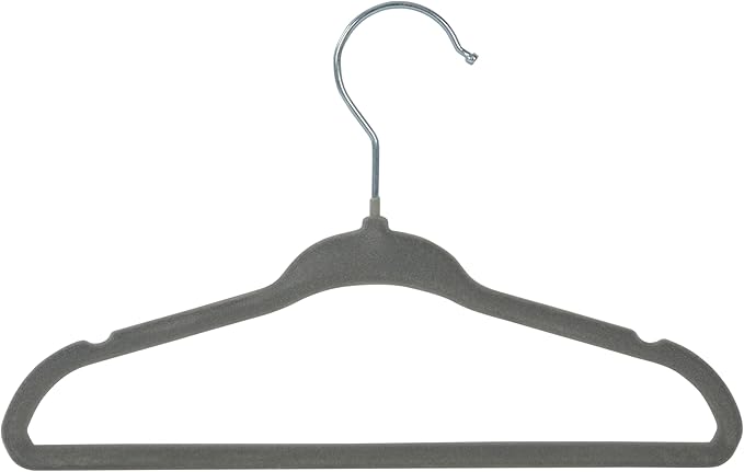 Honey-Can-Do 25-Pack Slim-Profile Non-Slip Velvet Baby Hangers, Grey HNG-09295 Grey