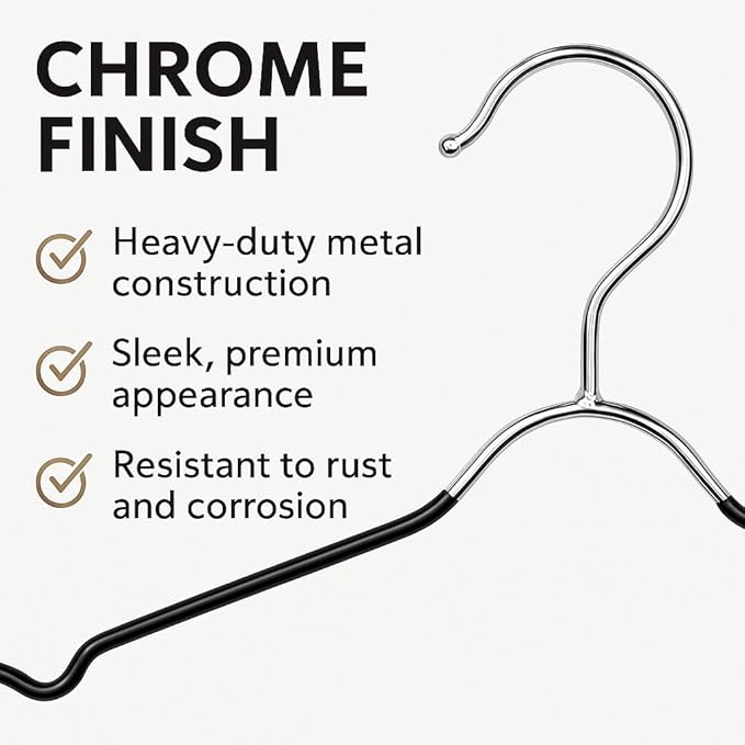 Pack of 48 Heavy Duty Metal Hangers with Shoulder Notch - Stainless Steel Wire Clothes Hangers, Ultra-Thin, Non-Slip, Space-Saving Design for Coats, Shirts, Dresses - Perfect for Closets and Wardrobes