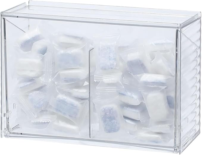 Clear Dishwasher Detergent Dispenser Holder, Large Adhesive Under Sink Door Storage and Organizer for Kitchen and Bathroom, Plastic Laundry Pods Box