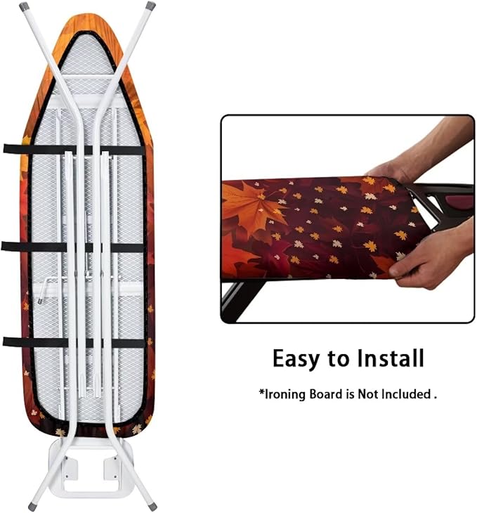 GLENLCWE Orange Ironing Board Cover with Hook and Loop, Thanksgiving Thick Ironing Board Cover Protector Extra Wide Ironing Cover Accessories,54x15 inches