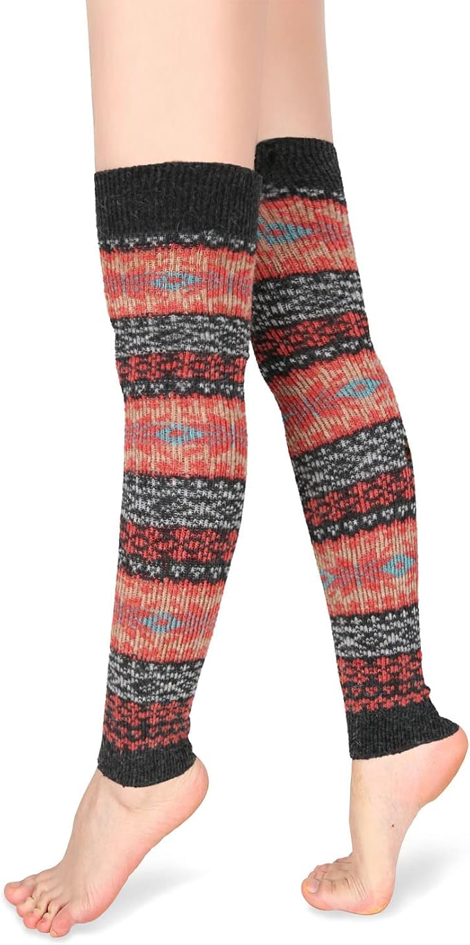Benefeet Sox Wool Knit Leg Warmers for Women Vintage Boho Leg Warmers Long Winter Warm Thigh High Footless Boot Socks
