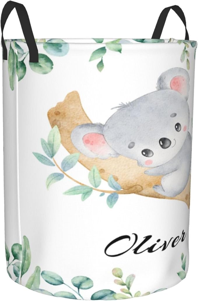 Personalized Koalas Laundry Basket For Baby Kids Boys Girls Adult Custom Hamper Basket With Name For Bathroom Bedrooms Collapsible Baby Laundry Basket, Dirty Clothes Hamper With Handles