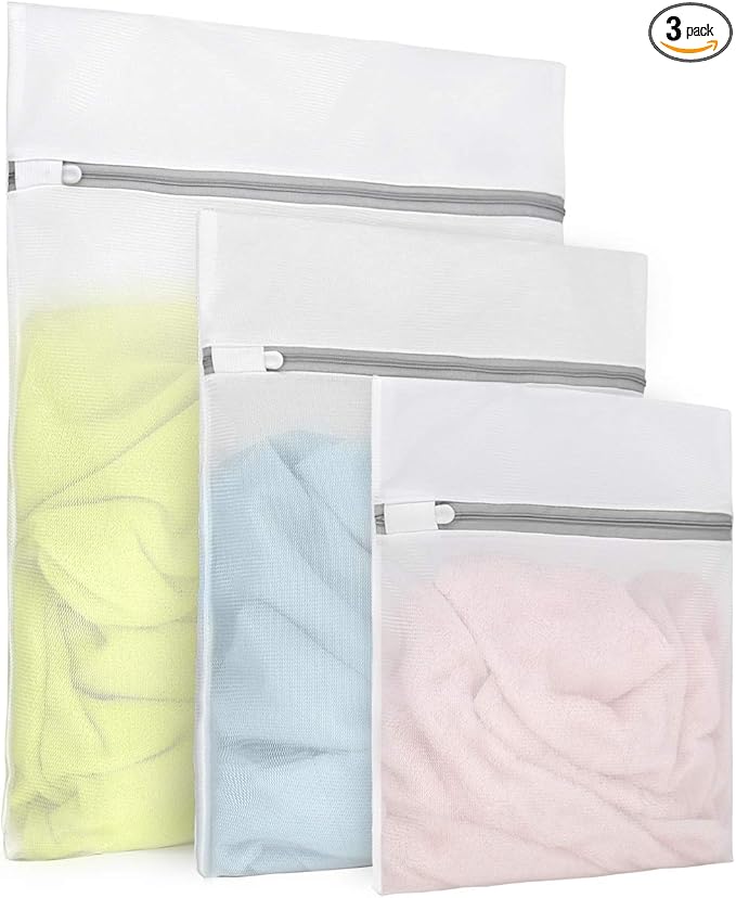 Muchfun 3Pcs Durable Fine Mesh Laundry Bags for Delicates (1Large, 1Medium, 1Small)