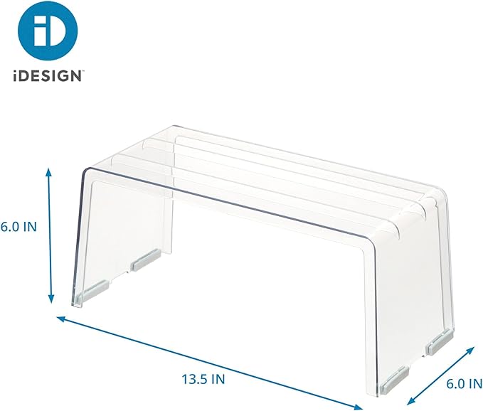 iDesign Recycled Plastic Narrow Laundry Room Organization Detergent Riser – 13.5” x 10” x 6”, Clear Bin