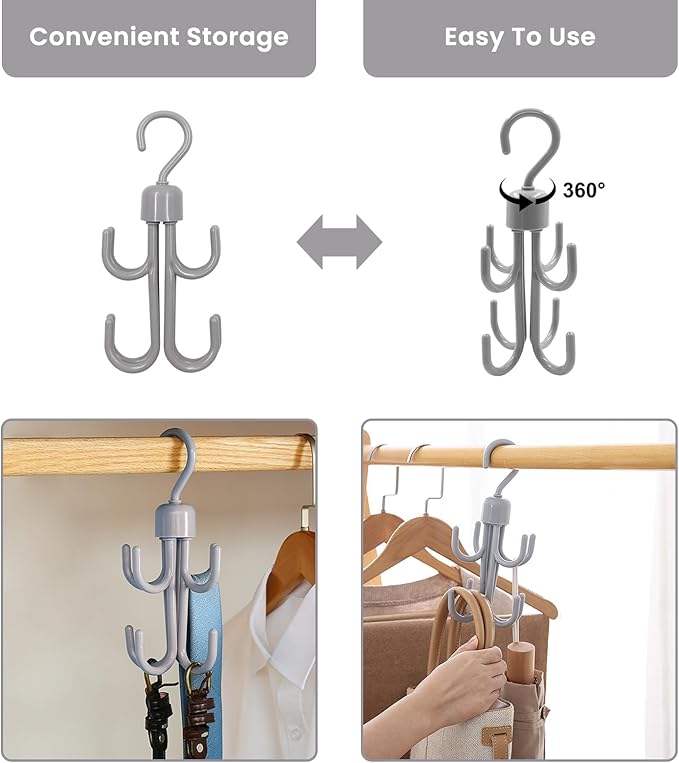 Daily Treasures 12 Pack Premium Travel Hangers with 4 Clips & 1 Rotating Rack, Anti-Slip Foldable Hangers for Traveling Portable for Travel Accesories Home Foldable Clothes Drying Rack